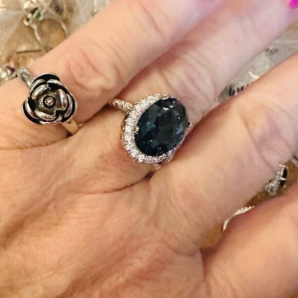 ROSE Gothic Antique Washed Silver Rose Ring Adjustable Detachable Poison - Picture 10 of 12